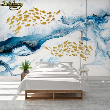 beibehang Blue marble plaukimo žuvų foto tapetai, freskos už kambarį, TV foną, 3D sienų tapetai miegamajame sienos