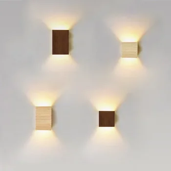 Šiuolaikinių LED Sienos Lempos Medienos Kvadratinių Sienos Sconce Miegamojo, Viešbučio, Prieškambario Sodas, svetainė, Laiptai, Sienų Apdaila, Led Apšvietimas, Blizgesio