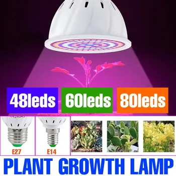 220V Hydroponic Augimo Lemputė E27 Led Grow Lempa Fito E14 Visą Spektrą Gėlių, Augalų Hydroponic Auginimo Lempos