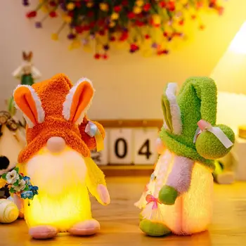 Pliušinis Kiškis Velykų Dekoro Velykų Kamuolys kepurė Su LED Šviesos Rudolph Beveidis Lėlės Lėlės Amatų Papuošalai Easter Bunny Nykštukas Pliušinis Žaislas