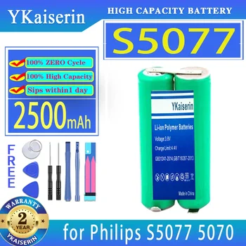 YKaiserin Baterijos 2500mAh Philips S5077 5070 FT658 FT618 FT668 FT688 S5080 S5081 S5090 S5095 YS534 YS536 skustuvas skustuvai