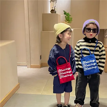 Korėjos Stiliaus Vaikai Laišką Spausdina Drobės Krepšys Berniukams Mergaičių Mini Mielas Crossbody Rankinėje Vaikų Medvilnės Rankinės
