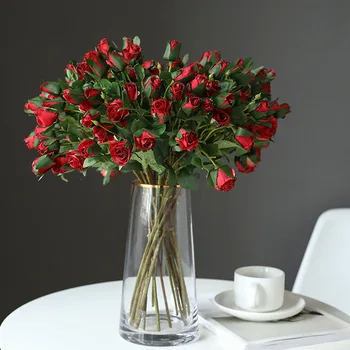 47CM Dirbtinių Rožių Puokštė Vestuvių Dekoravimas Dirbtinės Gėlės Namų Dekoro Gėlių Priedai