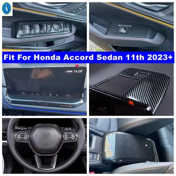 Porankiai Box / Vairas / Langų Pakėlimo Mygtuką Padengti Trim Tinka Honda Accord Sedanas 11 2023 2024 Anglies Pluošto Priedai