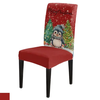 Kalėdų Pingvinas Kalėdų Eglutė Kėdė Padengti Nustatyti, Virtuvė Ruožas Spandex Sėdynės Slipcover Kalėdų Dekoro Valgomasis Sėdynės Padengti