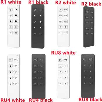 R1 R2 RU4 RU8 RGB+BMT RF LED valdiklis Taikomos vienos spalvos, dviejų spalvų, RGB, RGBW Kiekvieną nuotolinio gali atitikti vieną ar daugiau imtuvas