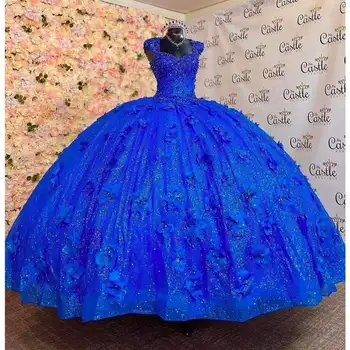 ANGELSBRIDEP Royal Blue Duobute Princesė Quinceanera Suknelės Appliques Šalis Suknelė Tiulio Saldus Vestido De 15 16 Anos Užsakymą