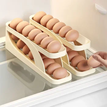 Automatiniai Slenkantys Kiaušinių Stovas Kiaušinių Laikymo Dėžutė Konteinerių Organizatorius Šaldytuvas Kiaušinių Indelio Šaldytuve Kiaušinių Laikiklį Virtuvės Aksesuaras