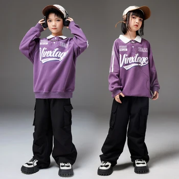 Hip-Hop Drabužiai Berniukams, Polo Marškinėlius Krovinių Kelnės Mergaitėms Parodyti Gatvės Šokių Viršūnes Vaikų Streetwear Vaikai Džiazo Sporto Drabužių Rinkiniai