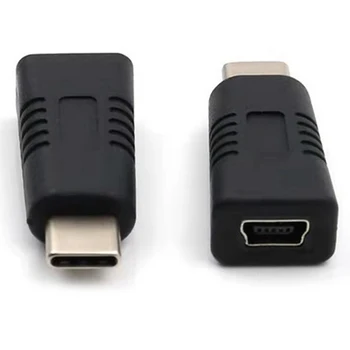 Mini USB Female Į C Tipo Male Adapter Mini T Tipo Moteris Duomenų Kabelis Įkrovimo Adapteris
