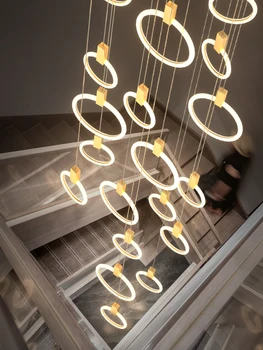 Juoda/aukso Nugara laiptai Akrilo Liustra Kambarį vila Dekoras Apšvietimas Restoranas Pritaikoma prabangus LED Kabo žibintai