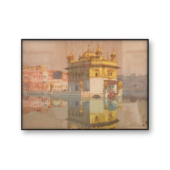Auksinė Šventykla Amritsar Hiroshi Yoshida Derliaus Japonų Meno Plakatas Indijos Landsacpe Woodblock Sienos Menas Drobė Spausdinti Dekoras