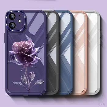 Crystal Rose Dažytos Telefono dėklas Skirtas iPhone 14Plus 13 12 11 ProMax Objektyvas Plėvelė Anti-guzas Apsauginis Dangtelis, Skirtas 