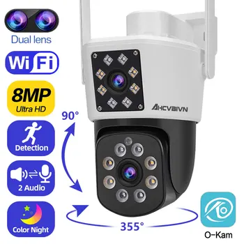 8MP HD Kamera, WiFi Lauko Belaidžio Saugumo kamerų Dvigubas Objektyvas PTZ Auto Stebėjimo Vaizdo Stebėjimo VAIZDO stebėjimo, IP Cam P2P Smart Home