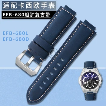 Mėlynas Vintage Matinio Žiūrėti Diržu, Casio 5579 EFB-680 Statinys Gradientas Apyrankę Grandinės Watchband Chaki Armijos Žalioji 12mm kaip 14mm
