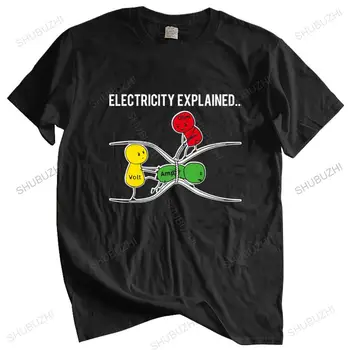 T-shirt vyrai, O-kaklo karšto pardavimo Mados marškinėlius Elektros Paaiškino - Omo dėsnis, Version2 vyrų medvilnė tee-shirt didesnio dydžio