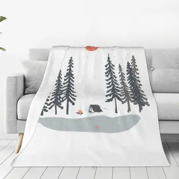 ryte jaustis maža antklodė šalikas lobizmas ant lovos minkštos lovos antklodė žiemos pūkuotas šalikas minimalistinio miškai plaunamas purus