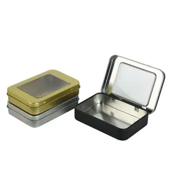 1 Vnt. Mini Stačiakampio formos Aliuminio Metalinė Dėžutė su Dangteliu Mažos Talpyklos Rinkinys Daugkartiniai Saldainiai Tabletes Atvejais už Namų Organizatorius