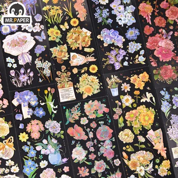Ponas Popierius 8 Stilius Estetinės Rose PET Lipdukas Kūrybos Mažų Šviežių Gėlių Vertus Sąskaitą Medžiagos, Dekoratyviniai Kanceliarinės prekės Lipdukas