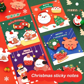 60Sheets Animacinių filmų Kalėdų Sticky Notes Mielas Formos Memo Pad Kalėdų Dovana Apdailos Lipnios Žymos Mokyklos Reikmenys