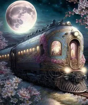 JMINE Div 5D full moon princess traukinio gėlių Pilna Deimantų Tapybos kryželiu rinkiniai meno vaizdingas 3D dažų deimantai
