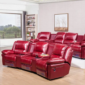 Modernus aukščiausios klasės daugiafunkcinio kabinos sofa galvos grindų elektros sėdima kino inžinerijos sofa