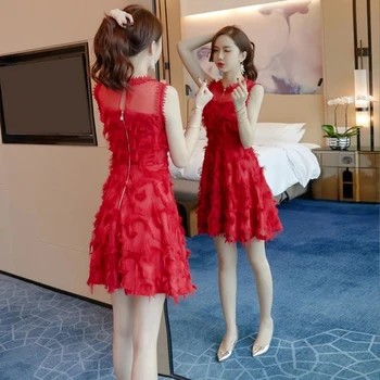 Mados Princesė Siūlės Akies Kutas Šifono Suknelė 2023 Vasarą Moterys Šalis Raudona Juoda Slim Rankovių Mini Dreses Vestidos