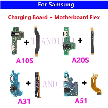 NAUJAS USB Įkrovimo lizdas Dokas Valdybos Jungtis Pagrindinėje Plokštėje Flex Kabelis Samsung Galaxy A10S A20S A30S A21S A31 A41 A51 A71