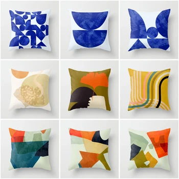 dekoratyvinis Namuose pagalvės užvalkalą Pagalvėlių apvalkalus 45*45 šiaurės 40*40 60x60cm 50x50cm abstrakčių geometrinių kambarį trumpas pliušinis mėlyna