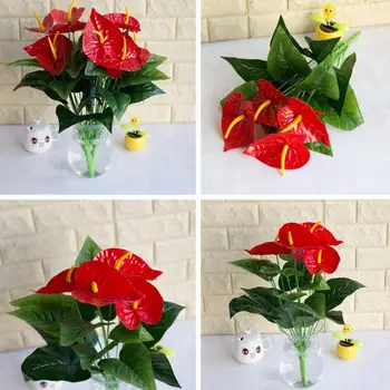 1 Puokštė/18Pcs Lapai Dirbtinių Gėlių Anthurium Modeliavimas Biuro Apdailos