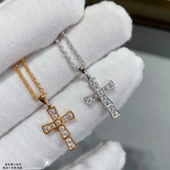 Kryžiaus karoliai s925 sidabro inkrustacijos deimantai classic Europos ir Amerikos naujas mados minimalistinio gimtadienio dovana draugei, Vale