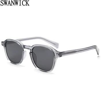 Swanwick aikštėje saulės akiniai poliarizuoti vyrų TR90 retro saulės akiniai moterų korėjos stiliaus acetatas unsiex pilka leopard UV400 vasaros