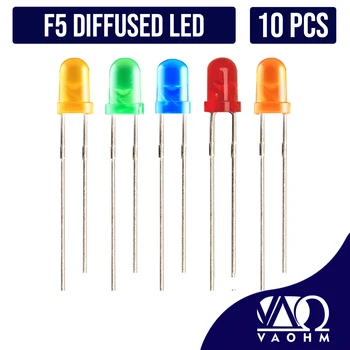 10VNT 5mm LED F5 Vanduo skaidrus Apvalus Galvos Šviesos Diodų Raudona Mėlyna Žalia Oranžinė Geltona Balta