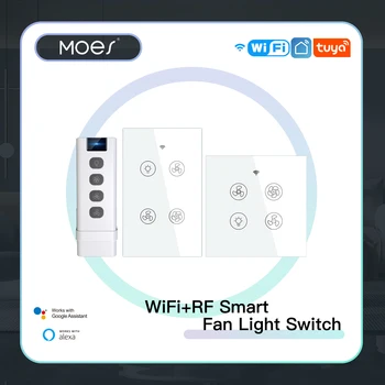 MOES Naujas WiFi RF Smart Ventiliatorius Šviesos Kontrolės Smart Gyvenimas/Tuya APP RF Nuotolinio Greičio Kontrolės Alexa 