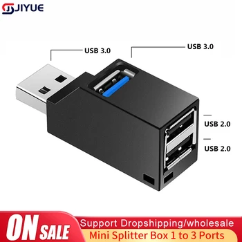 USB 3.0 HUB Adapteris Extender Mini Splitter Dėžutė 1 iki 3 Uostų Didelės Spartos Duomenų Perdavimo USB Skirstytuvo USB 2.0 PC Nešiojamas kompiuteris
