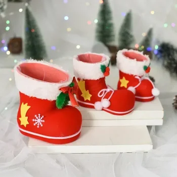 Kalėdų Serija 3 Stilius Dydžių Saldainiai Batai Santa Claus Flocking, Batai, Kojinės, Saldainių, Dovanų Dėžutėje Šalies Namų Dekoravimo Reikmenys