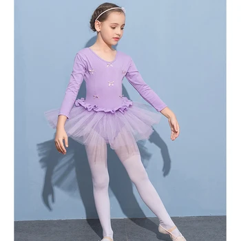 2023 Naujas Bamblys/Merginos Mielas Suknelė Baleto Leotard Merginos Princesė Pink Baleto Ilgomis Rankovėmis Šokių Balerinos Tutu Dancewear Kostiumas