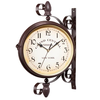 Vintage Stiliaus Dvigubo Pusėje Kabo Sieninis Laikrodis Geležies Metalo Namų Dekoro Meno Sieninis Laikrodis už Kambarį Dekoro Lipduko
