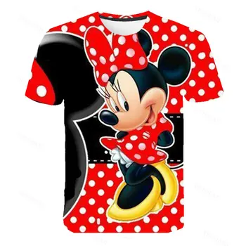 New Mickey Mouse T Marškinėliai Drabužių Vasaros Disney Marškinėliai Drabužių Karikatūros Kawaii Mados Anime Tees Viršūnes Merginos Tee Marškinėliai 1-14Y
