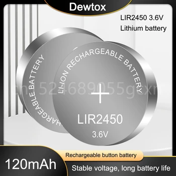 Li-ion Įkraunama Baterija LIR2450 3.6 V, 2 VNT Ličio sagos formos elementai, Moneta Ląstelių Žiūrėti Baterijų LIR 2450 Pakeičia CR2450