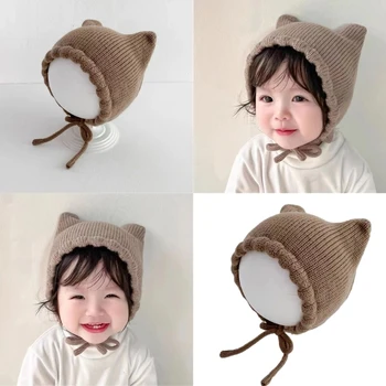 Mielas Kūdikis Megzti Skrybėlę vientisos Spalvos Kepuraitė Kūdikiams Puikiai tinka Rudenį & Žiemą