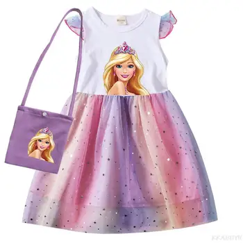 Karšto Barbie Mergaičių Kasdieniai Drabužiai Princesė trumpomis Rankovėmis Suknelė Mergaitėms Bamblys Kūdikių Vestidos Teenping kawaii Suknelės