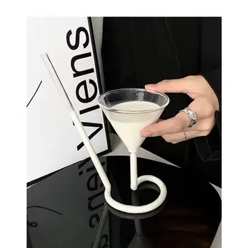 INS Vampyras Taurės Ateina Su Šiaudų Taurės Spiralės Pieno Stiklo Goblet Šampano Kokteilis stiklo, Stiklo
