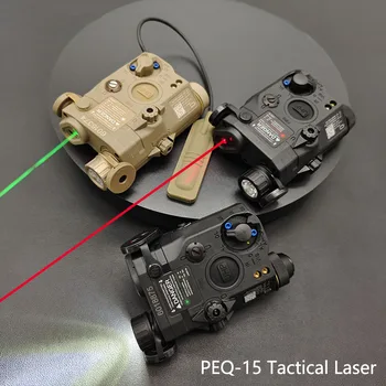 Taktinis PEQ15 IR Užpildyti Lazerio Šviesos Indikatorius Baltas LED Šviesos Raudonos, Žalios Dual Lazerio Versija, Tinka 20mm Geležinkelių Lauko Medžioklės Tikslas