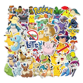 50pcs Pokemon Anime Lipdukai Pikachu Vandeniui Sąsiuvinis Gitara Riedlentė Lipdukai, Nešiojamas Odos Mielas Telefono dėklas