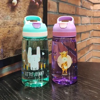 Vaikai Vandens Butelis su Šiaudų BPA Free Vaikų Geriamojo Virdulys 480ML Sveikas Plastikiniai Nešiojami Mokyklos Taurės Skaidraus Vandens Taurė
