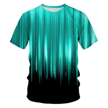 Nauja Vasaros Banga Piešimo Šviesos Efektas Nuotrauką Vyrų Marškinėliai Atsitiktinis 3D Spausdinimo Tees Hip-Hop Asmenybės trumpomis Rankovėmis Apvalios Kaklo