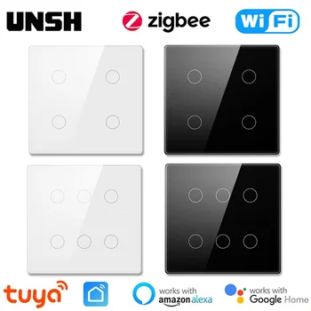 4/6 Gauja Tuya WiFi ZigBee MUMS ES KR Smart Switch Brazilijos Sienos Šviesos Jungiklis 4x4 Touch Panel Smart Gyvenimas Per Alexa 