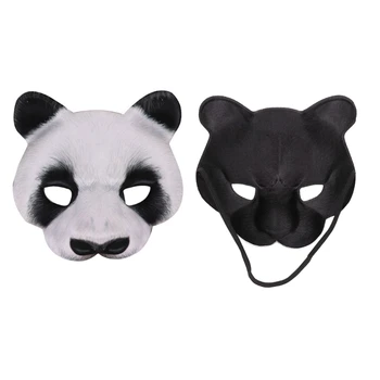 Panda Galvos Kaukė Cosplay kaukė Helovinas Maskuotis Šalis, Kaukė, Panda Pusė Kaukė Suaugusiems Unisex
