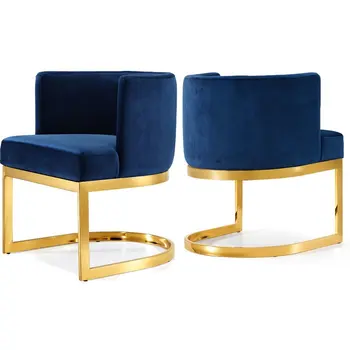 Šiuolaikinės Aukso Nerūdijančio Plieno Šlovės Navy Blue Velvet Minkšti Baldai, Valgomojo Kėdė, Fotelis Kėdės, Valgomojo Kambario